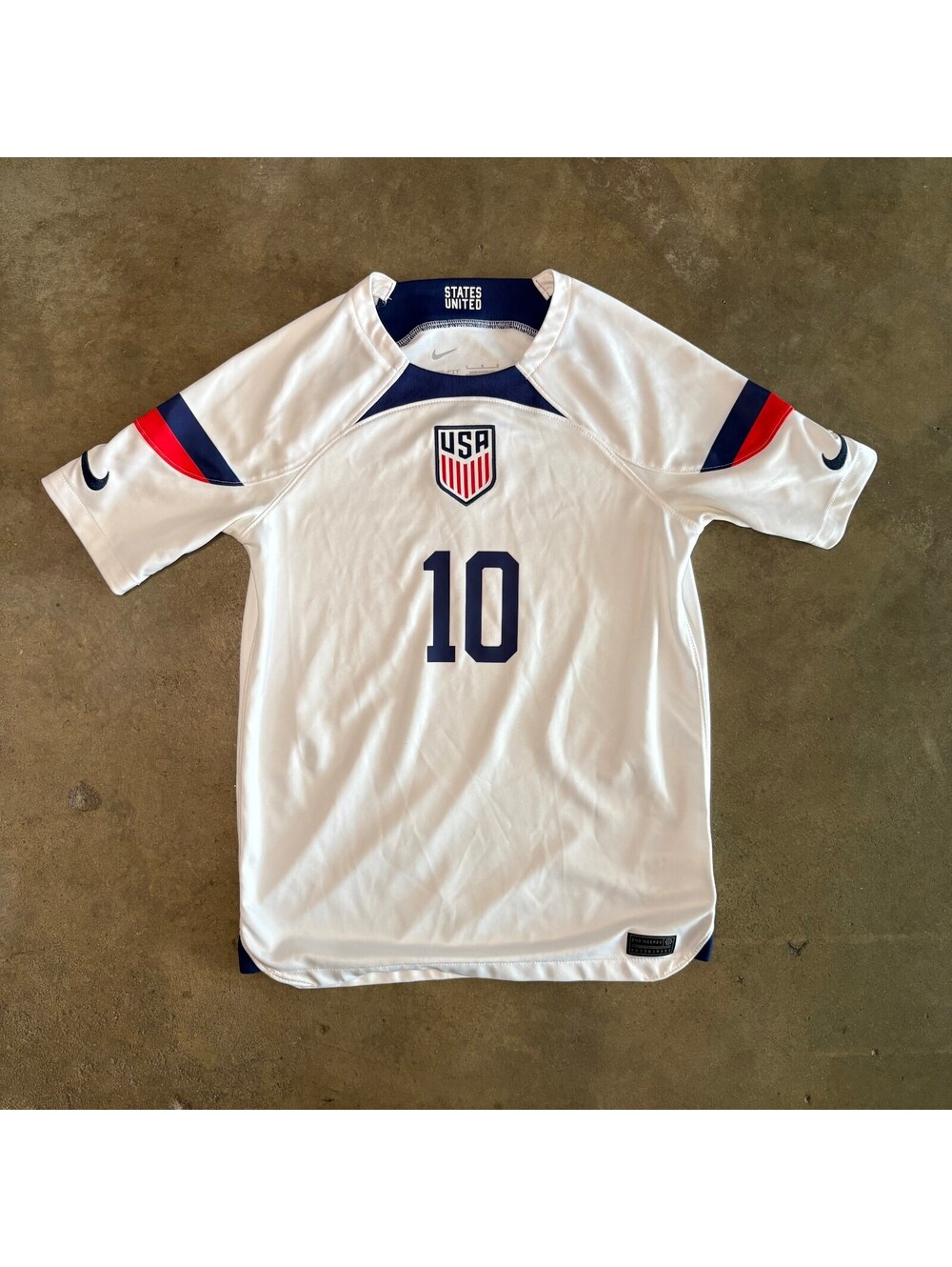 Nike Soccer USA Jersey Kids Sz L #10 Pulisic White Blue Red